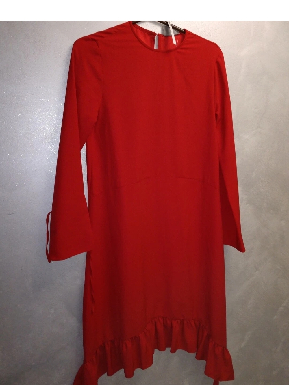 ASOS Red Round-Neck Ruffle Hem Dress